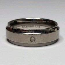 BEAVERBROOKS TITANIUM DIAMOND SET TEXTURED & POLISHED 7MM WEDDING BAND RING R½