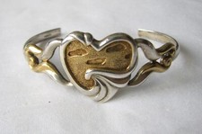Braybrook & Britten Sterling Silver Footprints Heart Bangle Hallmarked 19g