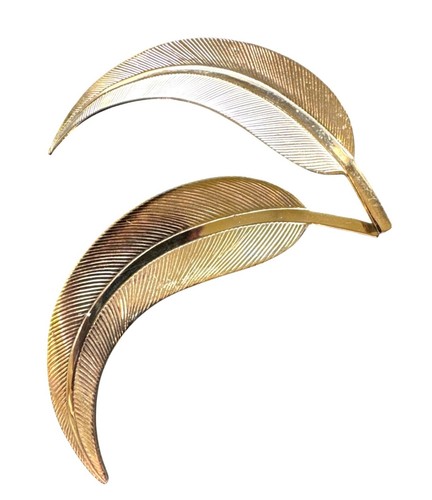 Vintage gold tone feathers - vintage,