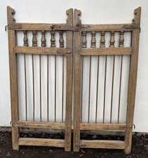 Old Pair Vintage Reclaimed Indian Wooden Iron Saloon Doors Shutters Garden Gates