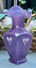 Gabriella Miller for Fenton***AUBERGINE OVERLAY  "RETRO ROMANCE" HP Vase***1998