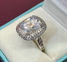 925 Sterling Silver Cocktail Ring QVC Diamonique DQCZ Size M - Boxed