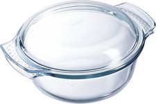 Glass Round Classic Casserole Dish with Glass Lid - EASY GRIP