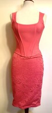 Baylis & Knight Pink Mesh Boned Corset Top & Lined Lace Skirt Suit Size 12.