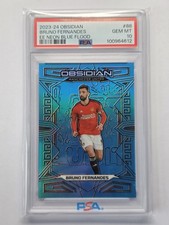 2023-24 Panini Obsidian Soccer Bruno Fernandes Blue Flood /15 PSA 10 Man Utd