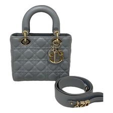 My Lady Dior lampskin leather handbag，Gradient Gray Blue, authentic guaranteed