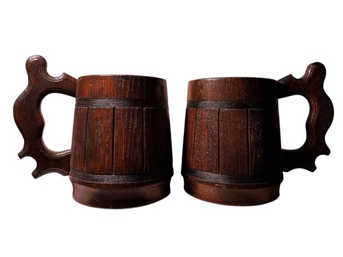 Set wooden tankard mugs - 2,