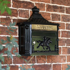 “Midnight" Black Huntington Lockable Wall Mounted Letter Post Box with Keys