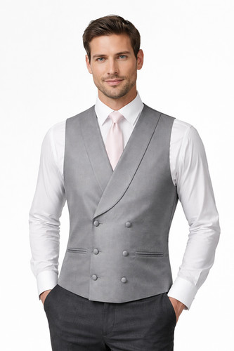 Grey double breasted waistcoat - grey,