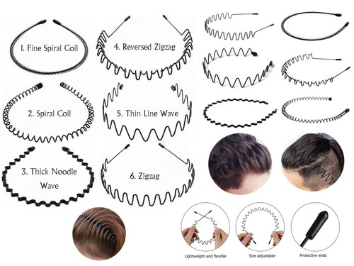 Black metal sports hairband - black,
