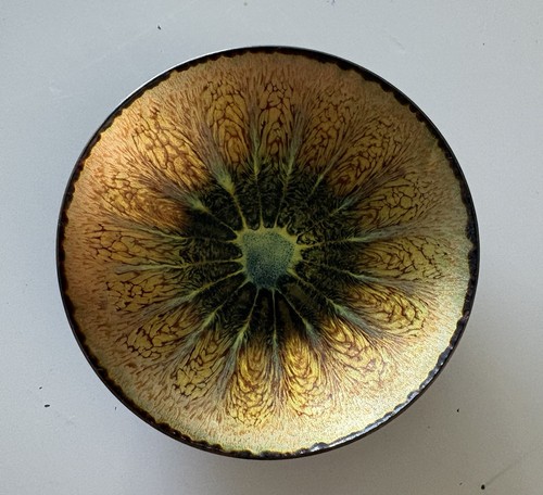 Vintage copper and enamel dish - and,