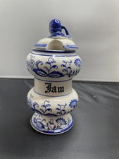 Vintage Blue Onion Jam Jar By