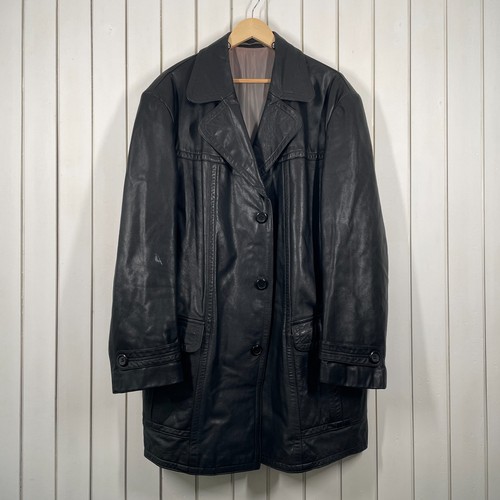 Men leather trench coat - trench, 48