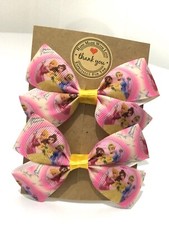 Disney Princess Hair Bow Alligator Clip/ Bobbles Set Of 2 Girls Baby Toddler