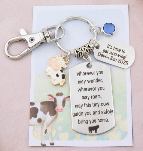 Personalised cow keyring - cow,