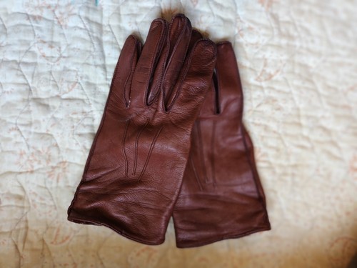 Officers brown leather gloves - brown,