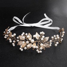 Handmade Headband Golden Leaves Bridal Headpieces Hair Accessory Wedding