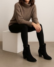 JustFab Black suedette cowgirl boots Small Size 4 Best Fit For A Size 3