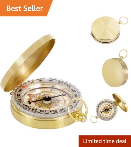 Gold pocket watch compass - gold,