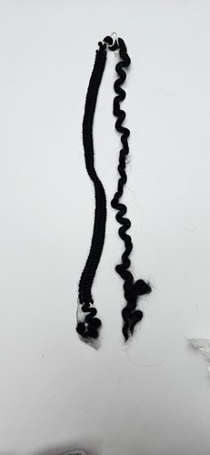 Black braided wool curly crepe - black,