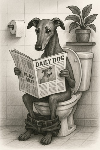Lurcher bathroom prints funny - lurcher,