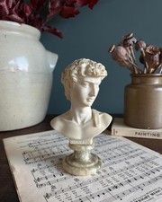 Vintage Italian Michelangelo's David Bust on Marble Stand
