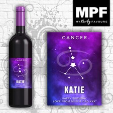 Personalised Birthday Zodiac Wine Gin Vodka Bottle Label - Astrology Horoscope