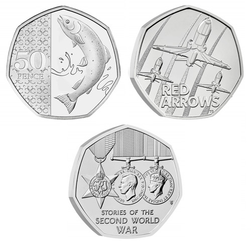 2025 50p pence coins - , red