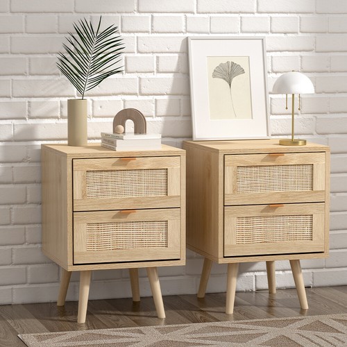 2pcs set rattan bedside - rattan, table