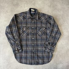 Pendleton Flannel Shirt Mens Medium Wool Checkered Top, Blue