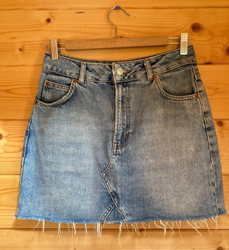 Topshop denim mini skirt with - denim,