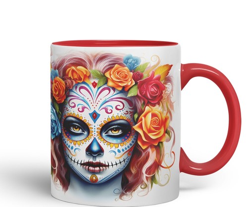 Sugar skull and roses ceramic - skull,