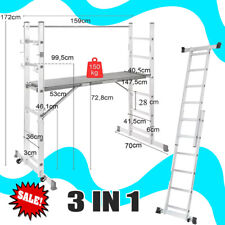 3 IN 1 Heavy Duty Scaffolding Ladder Telescopic Multi-Purpose Folding Non-Slip