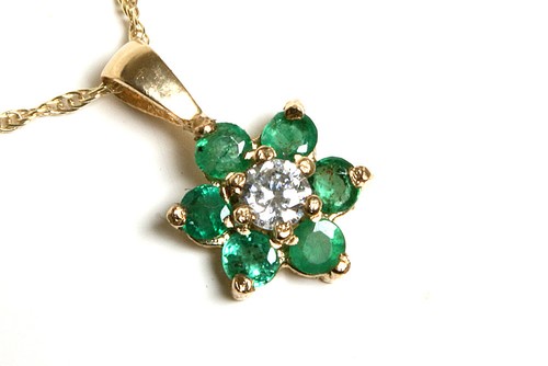 9ct gold emerald and - gold, cz