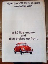 Classic VW 1300 Beetle Sales Brochure/leaflet  1966 Kafer Bug Cox Karmann Ghia 