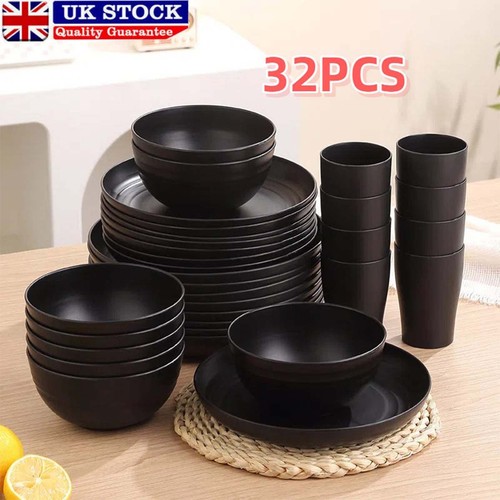 32pcs set black plates - pp,