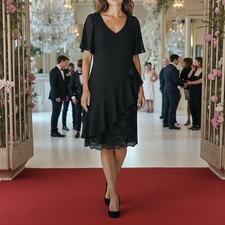 VTG NWT Cattiva Womens Size 4 Beaded Black Asymmetrical Formal Cocktail Dress