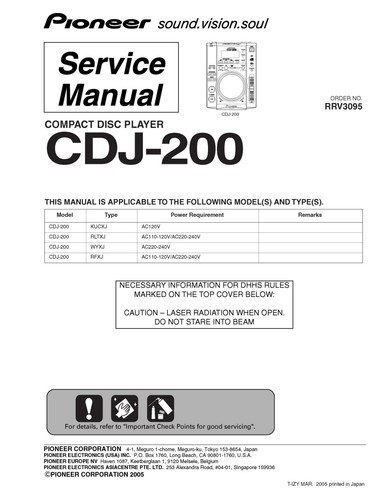 Service manual for - , pioneer