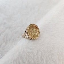 9 Carat Gold Sovereign Ring St Christopher Size O