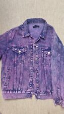 Womens Missguided Oversized Denim Purple Acid Jacket Size 8