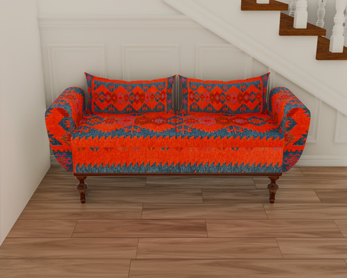 Red blue contemporary kilim - blue,