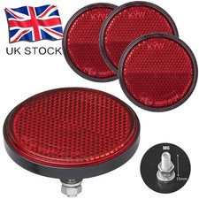 4 X Red Reflectors Stick on Round 60mm Trailers Caravans Trucks Gate Posts