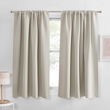 PONY DANCE Natural Curtains & Drapes - Rod Pocket Top Thermal Insulated Noise R
