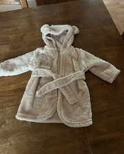 Baby’s Warm Fleece Dressing Gown Age 0-3 Months Light Pink With Hood