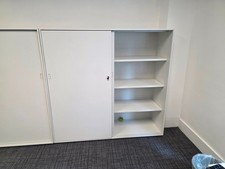 Used Steel Tambour Storage Cupboard – Lockable Office Sliding Door Cabinet