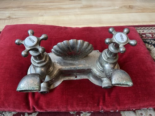 Antique french wall bath taps - antique,