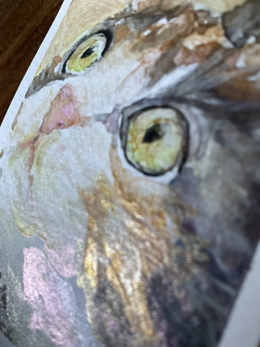 Metallic gold watercolour aceo - metallic,