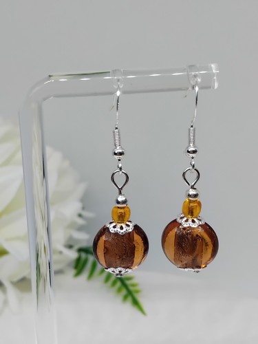 Amber coloured round dangle - round,