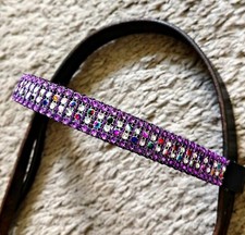 Multi Colour Bling Browband. Diamante Blue Pink Purple Green. Pony Cob Full Xmas