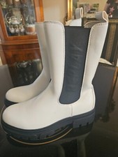 REPLAY NEW Womens OrthoLite Foam Comfort Chunky Boots White Logo Shoes UK 6 EU39